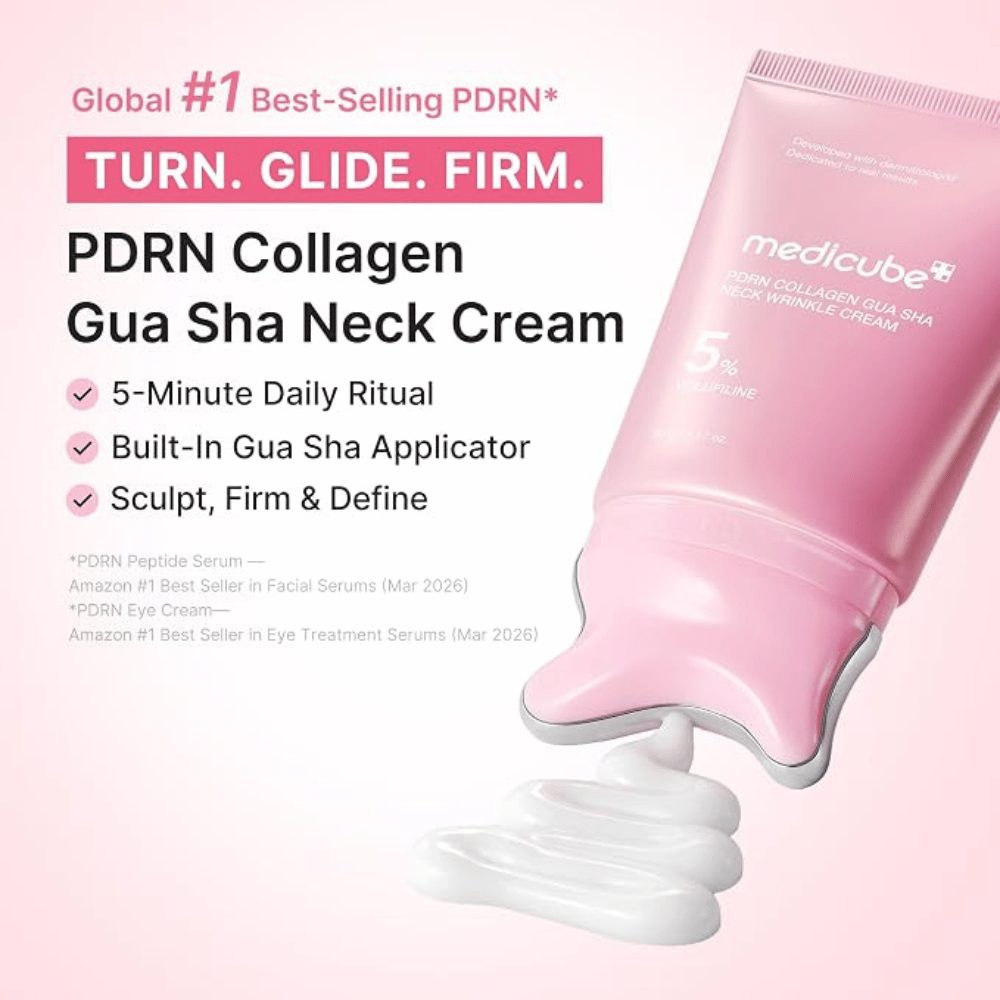 Medicube PDRN Collagen Gua Sha Neck Wrinkle Cream 90 ml – halskrem med innebygd gua sha