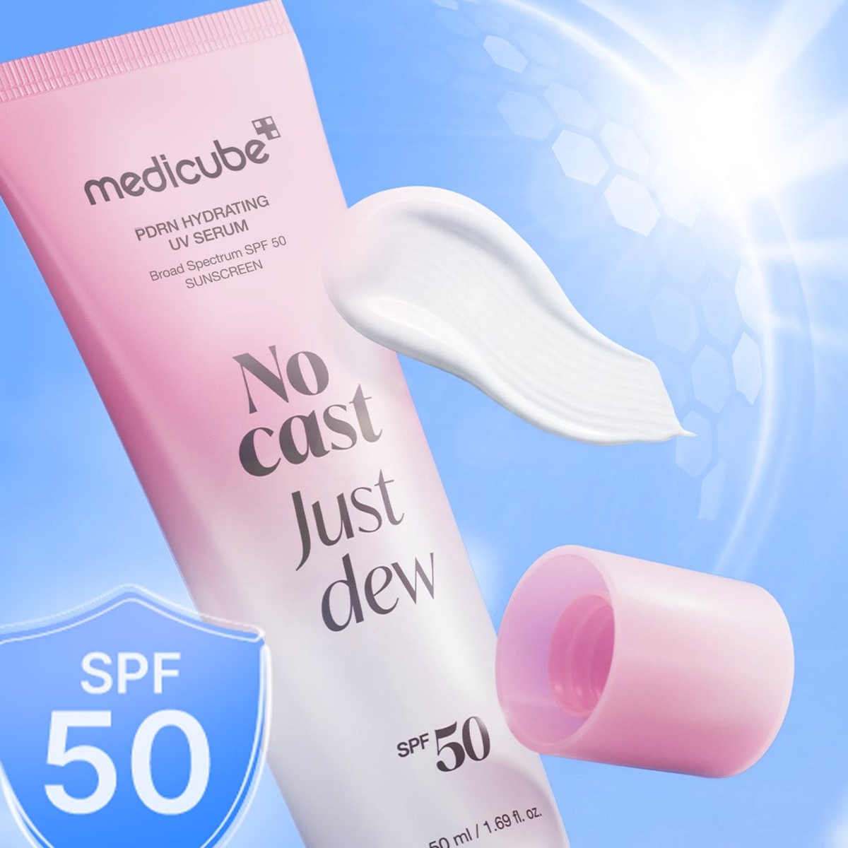 Medicube No Cast Just Dew solserum SPF50 med tekstur