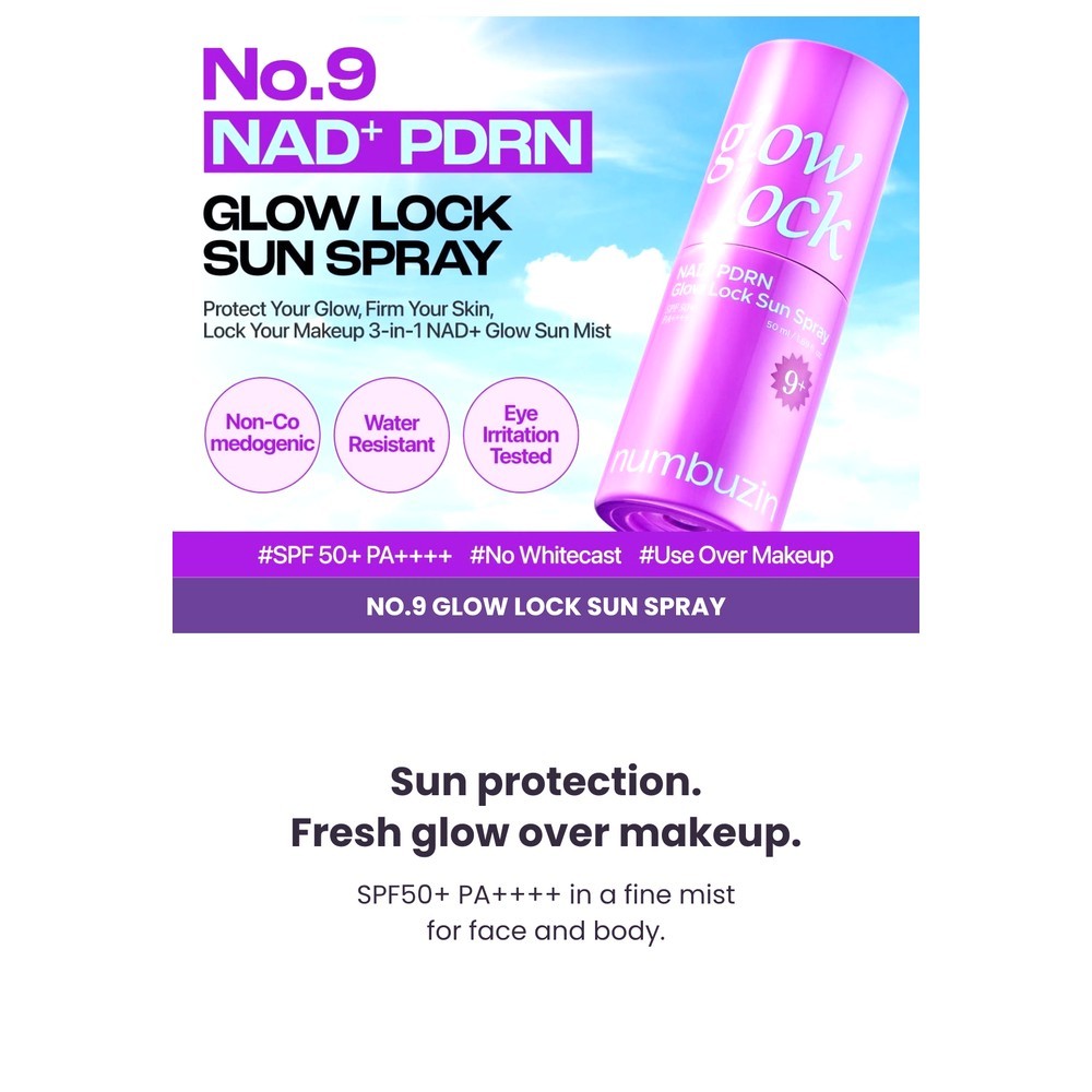 Numbuzin No.9 NAD+ PDRN Glow Lock Sun Spray SPF50+ 50 ml