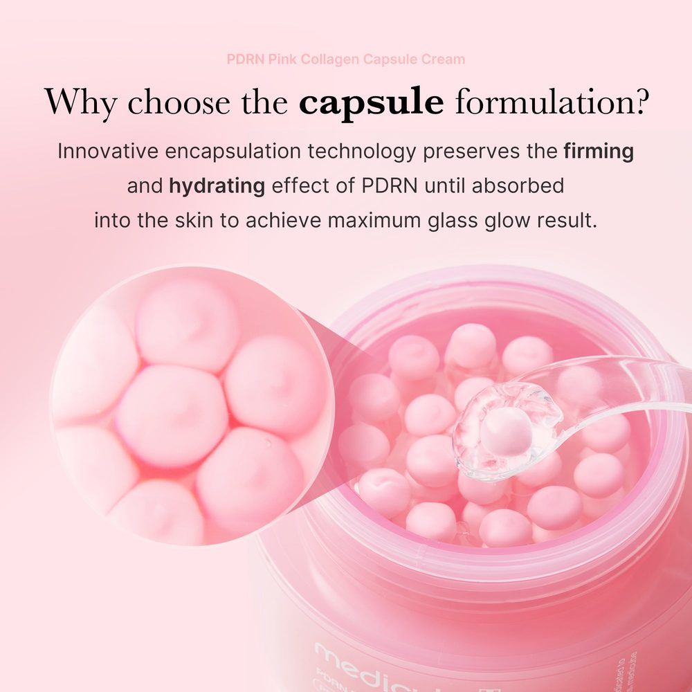 Medicube PDRN Pink Collagen Capsule Cream 55 g – tekstur – kapsler